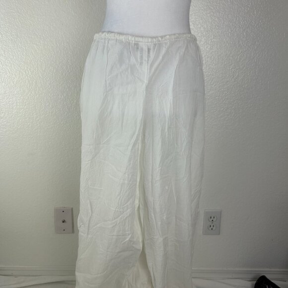 Tommy Bahama Pull On Wide Leg Pants Cream Siz e LG Drawstring Neutral Coastal - Picture 8 of 9